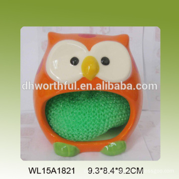 Creative owl shaped ceramic sponge holder in 2016 newest style